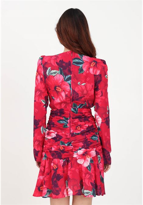 Short fuchsia dress for women with hibiscus floral print PINKO | Dress | 100753-A0JIYN3