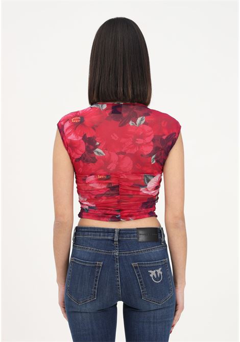 Casual fuchsia top for women with floral print PINKO | Top | 100755-A0PKYN3
