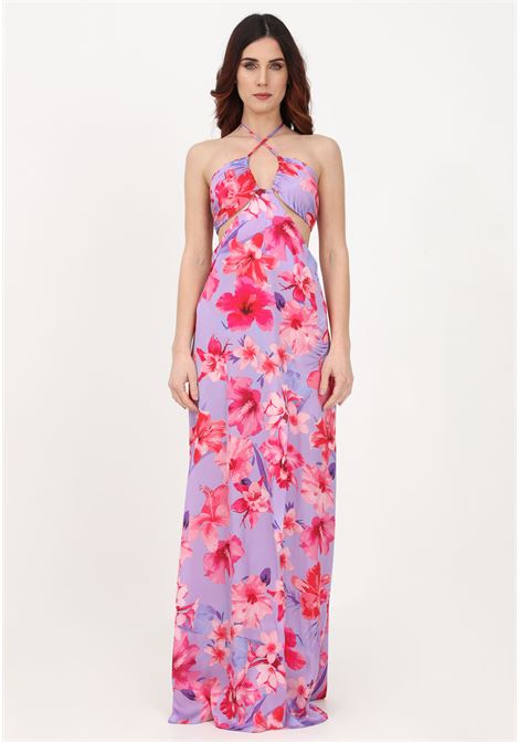 Women's lilac long dress with floral print PINKO | 100759-A0M8YNB