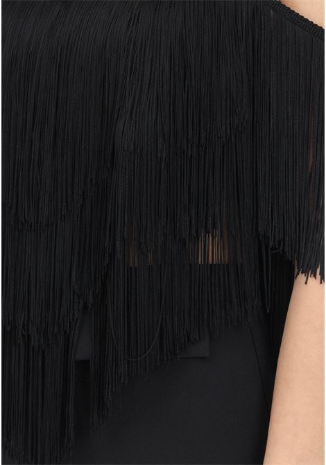 Women's black top with thin fringes PINKO | Top | 100913-A0K8Z99
