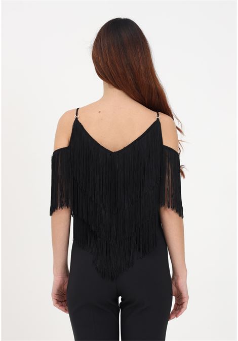 Women's black top with thin fringes PINKO | Top | 100913-A0K8Z99