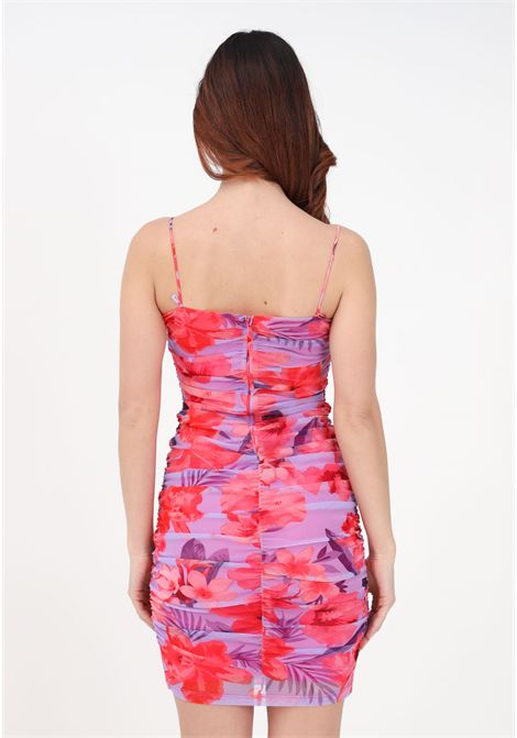 Purple short dress for women with tropical flower print PINKO | 101129-A0PLYNB