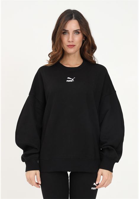Women's black crewneck sweatshirt with logo embroidery PUMA | 53568201