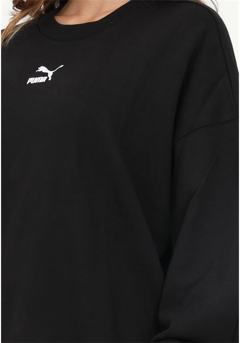 Women's black crewneck sweatshirt with logo embroidery PUMA | 53568201