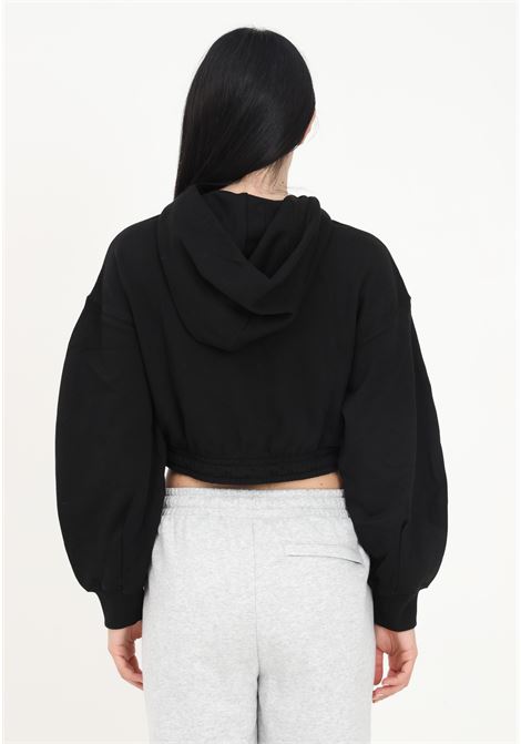 Women's black crop sweatshirt with hood and logo embroidery PUMA | 53568301