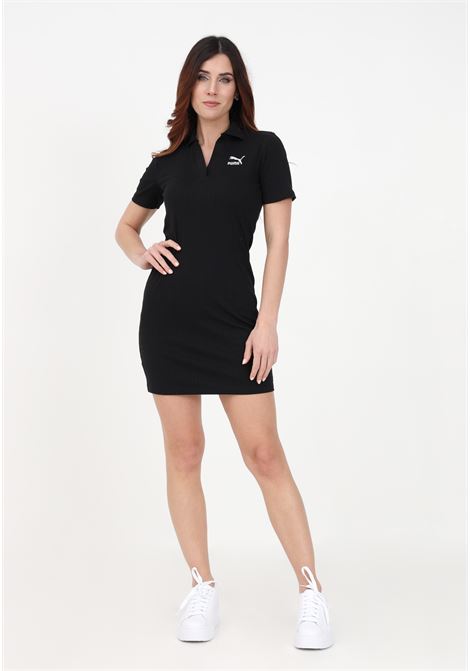 Short black ribbed dress for women with logo embroidery PUMA | Dress | 53805601