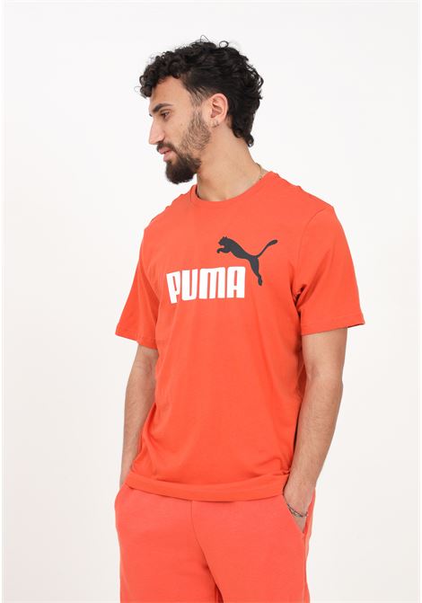Brick-colored ESS+ 2 sports T-shirt for men with maxi logo print PUMA | T-shirt | 58675994