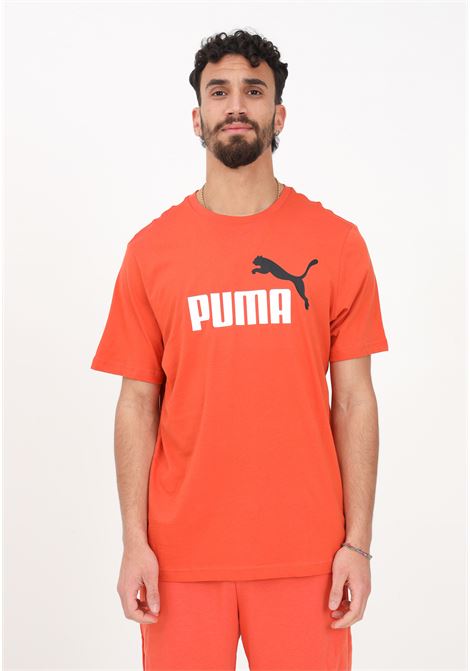 Brick-colored ESS+ 2 sports T-shirt for men with maxi logo print PUMA | T-shirt | 58675994