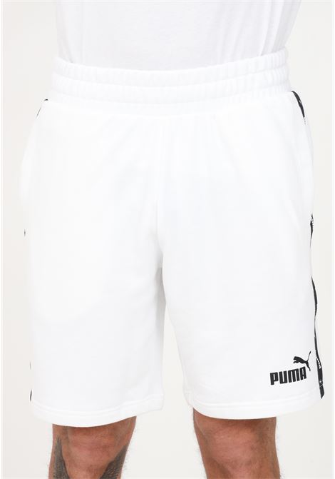 Shorts sportivo bianco da uomo Essentials+ Tape PUMA | Shorts | 84738702