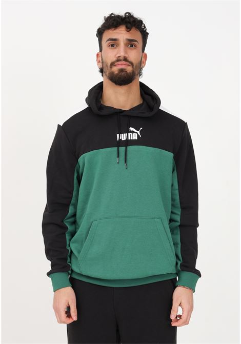 Men's green hoodie with different color blocks PUMA | Sweatshirt | 84742837