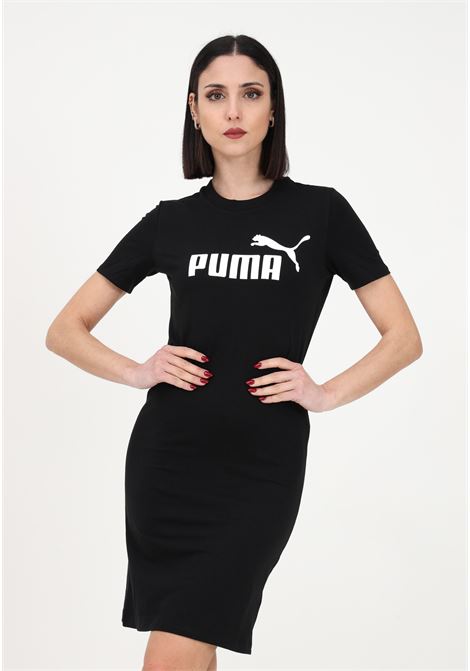 Short black dress for women with maxi logo print PUMA | Dress | 84834901