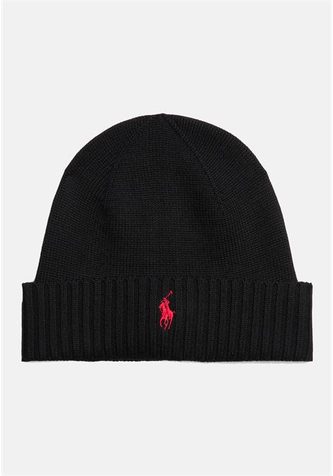 Black wool hat for men and women with logo embroidery RALPH LAUREN | Hat | 710886137001.