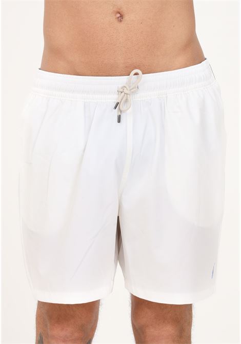 Shorts mare bianco da uomo con ricamo logo RALPH LAUREN | Beachwear | 710901591004.