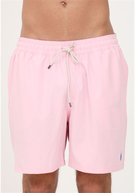 Pink men's beach shorts with logo embroidery RALPH LAUREN | Beachwear | 710901591006.