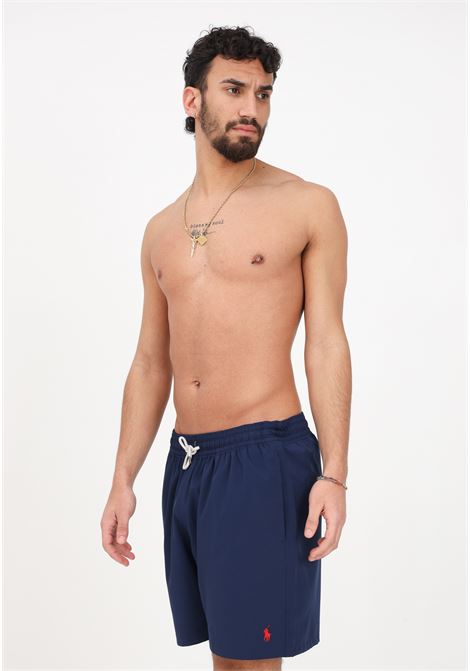 Shorts mare blu da uomo con ricamo logo RALPH LAUREN | Beachwear | 710907255001.