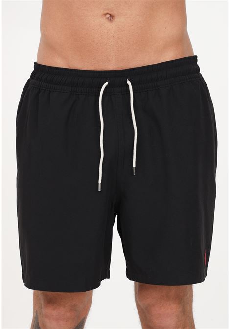 Shorts mare nero da uomo con ricamo logo RALPH LAUREN | Beachwear | 710907255002.
