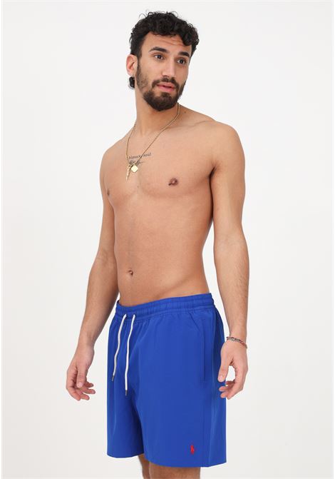Blue men's swim shorts with logo embroidery RALPH LAUREN | Beachwear | 710907255003.
