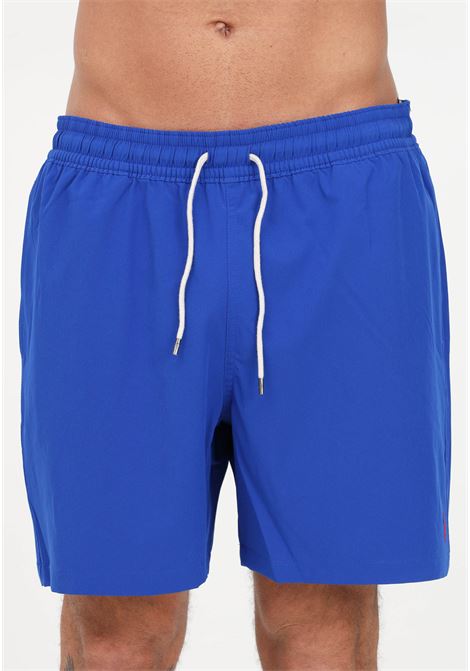 Blue men's swim shorts with logo embroidery RALPH LAUREN | Beachwear | 710907255003.
