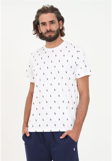 T-shirt casual bianca da uomo con stampa all over RALPH LAUREN | T-shirt | 714830281007.