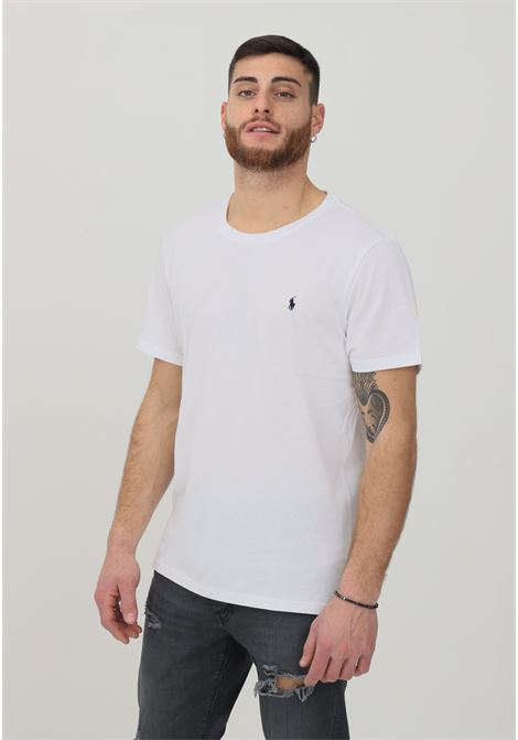 Men's white casual t-shirt with logo embroidery RALPH LAUREN | T-shirt | 714844756-004.