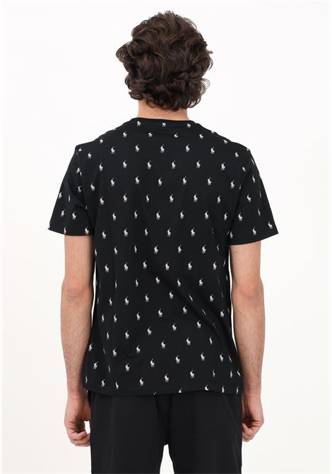 T-shirt casual nera da uomo con logo all over RALPH LAUREN | T-shirt | 714899612-005.