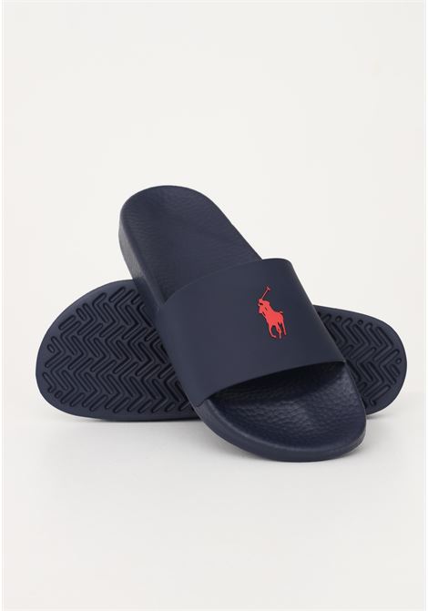 Blue slippers for men with contrasting logo RALPH LAUREN | slipper | 809852071-002.