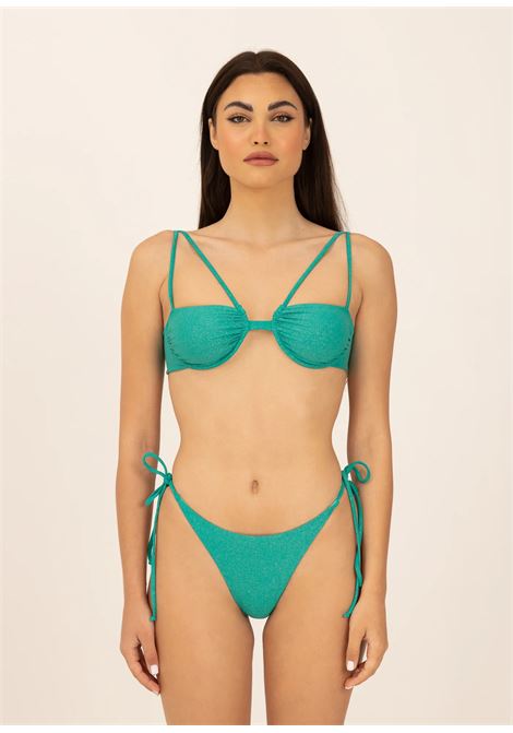 Emily green bikini for women with glitter RELEVE | Beachwear | EMILY01GLITTER VERDE