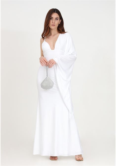 Women's long white dress with open back SANTAS | VIRGOBIANCO