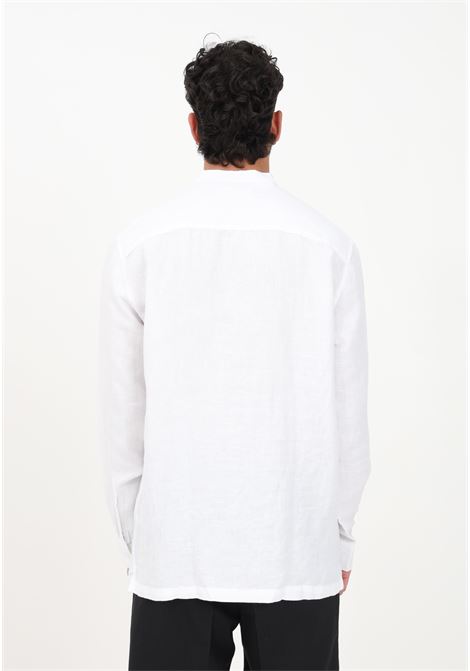 Camicia casual in lino bianco da uomo con collo alla coreana SELECTED HOMME | Camicie | 16088805BRIGHT WHITE