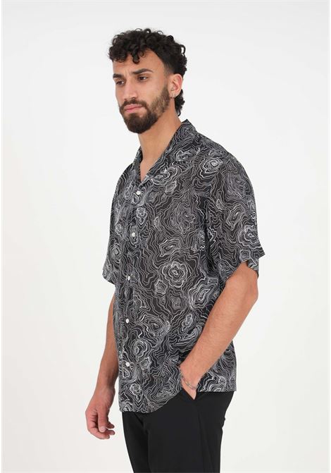 Men's black casual shirt with abstract pattern SELECTED HOMME | Shirt | 16089554ANTHRACITE AOP