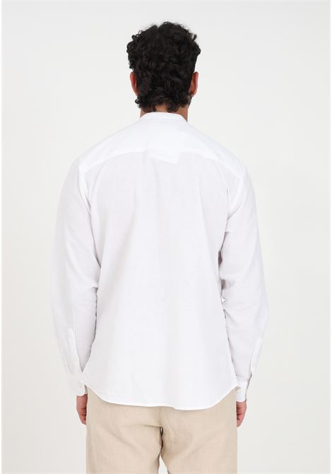 Men's Mandarin Collar White Linen Casual Shirt SELECTED HOMME | Shirt | 16079058WHITE
