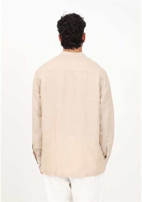 Camicia casual in lino beige da uomo con collo alla coreana SELECTED HOMME | Camicie | 16088805INCENSE TOPS