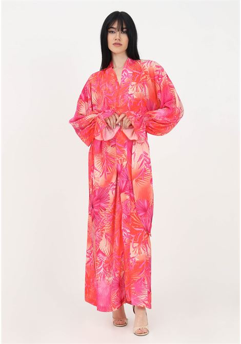 Abito kimono multicolor da donna con fantasia tropicale SHIT | Abiti | SH23042AMAZZONIA