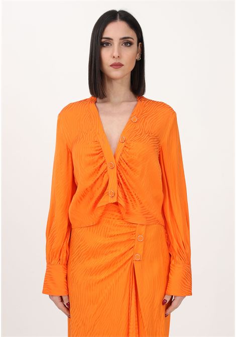 Camicia casual arancione da donna con fantasia in tono SIMONA CORSELLINI | Camicie | P23CPBL005-01-TJAQ00250613