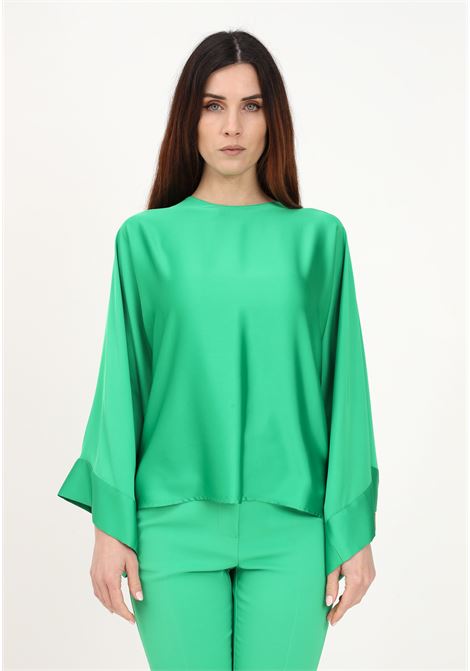 Green women's blouse in shiny satin SIMONA CORSELLINI | Blouse | P23CPBL010-01-TCDC00290614