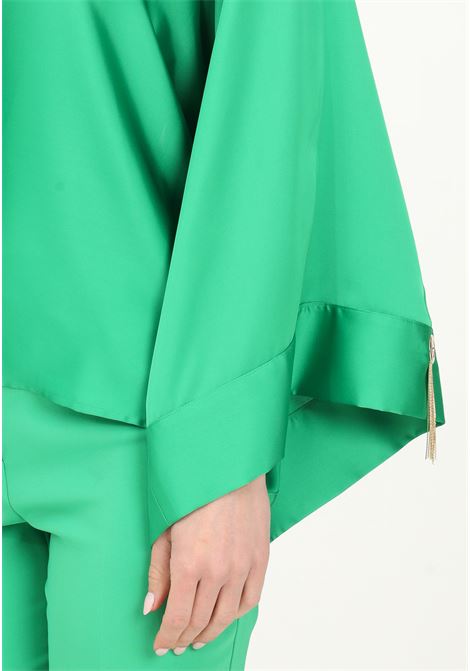 Green women's blouse in shiny satin SIMONA CORSELLINI | Blouse | P23CPBL010-01-TCDC00290614