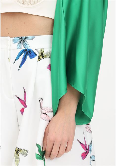 Green women's cardigan in shiny satin SIMONA CORSELLINI | Cardigan | P23CPCS002-02-TCDC00290614