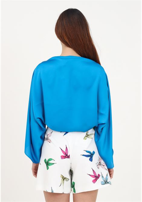 Women's light blue cardigan in shiny satin SIMONA CORSELLINI | Cardigan | P23CPCS002-02-TCDC00290621