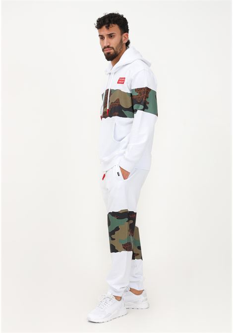 White sports pant for men with camouflage print at the knees SPRAYGROUND | Pants | SP301WHTWHITE