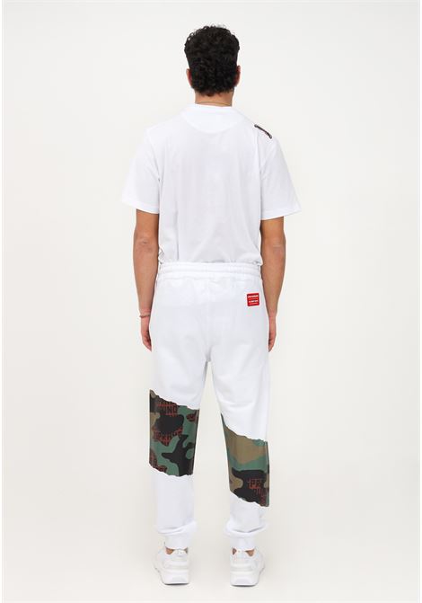 White sports pant for men with camouflage print at the knees SPRAYGROUND | Pants | SP301WHTWHITE