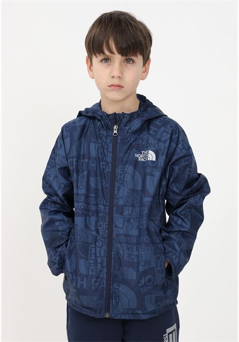 Blue windbreaker for boy with all over logo print THE NORTH FACE | Jacket | NF0A82D8IWU1IWU1