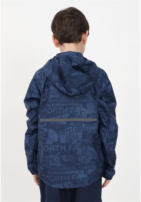 Blue windbreaker for boy with all over logo print THE NORTH FACE | Jacket | NF0A82D8IWU1IWU1