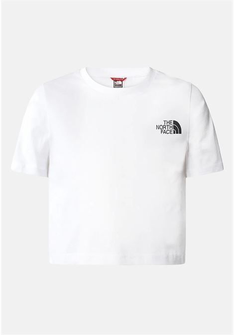 T-shirt casual bianca da bambina con taglio crop e stampa logo THE NORTH FACE | T-shirt | NF0A82ECFN41FN41