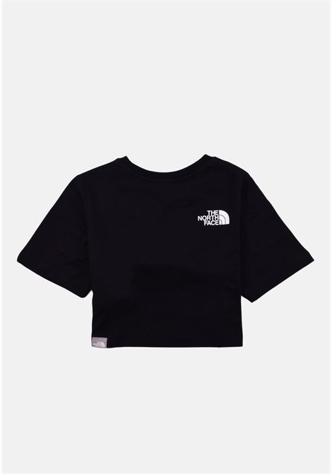 T-shirt casual nera da bambina con taglio crop e stampa logo THE NORTH FACE | T-shirt | NF0A82ECJK31JK31