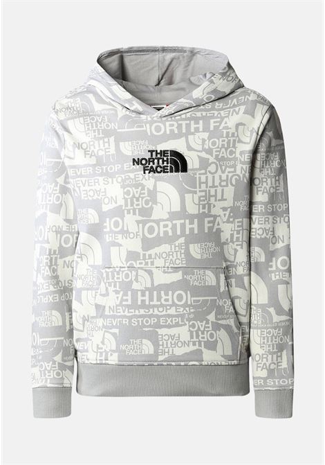 Gray hooded sweatshirt for boy with all over logo THE NORTH FACE | NF0A82EGIWD1IWD1