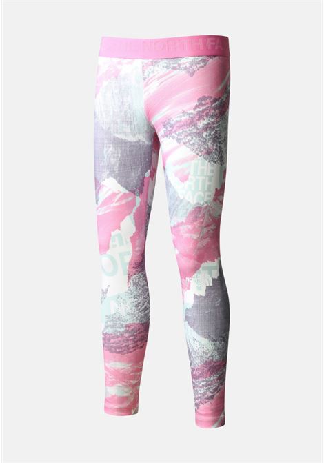 Pink Flex leggings for girls with abstract pattern and maxi logo print THE NORTH FACE | Leggings | NF0A82ERIXI1IXI1