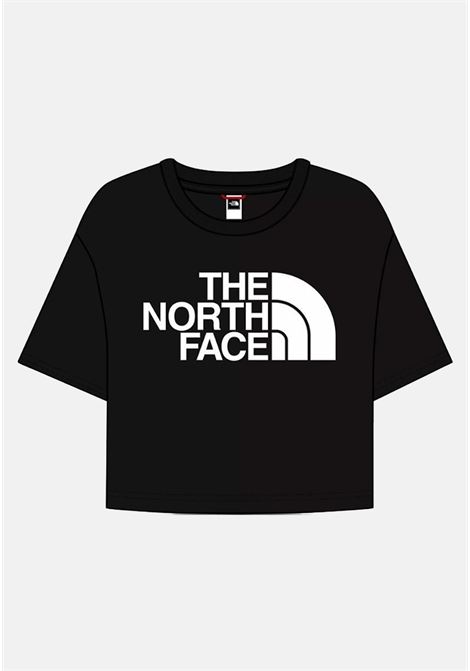 T-shirt casual nera da bambina con stampa logo lettering frontale THE NORTH FACE | T-shirt | NF0A83EUJK31JK31