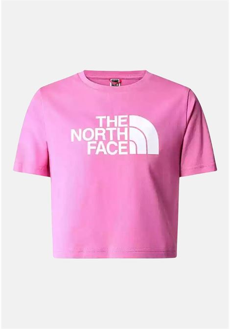 T-shirt casual fuxia da bambina con stampa logo lettering frontale THE NORTH FACE | T-shirt | NF0A83EULV71LV71