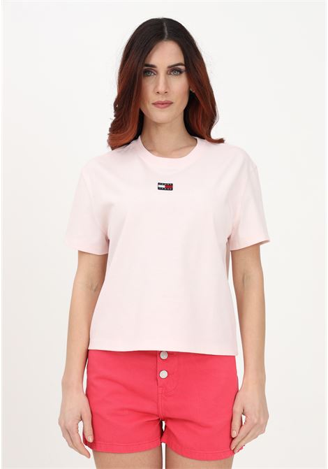 T-shirt casual rosa da donna con patch logo TOMMY HILFIGER | T-shirt | DW0DW15640TJ9tj9