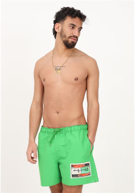 Shorts mare verde da uomo con patch TOMMY HILFIGER | Beachwear | UM0UM02906LXM